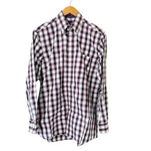 Pendleton Broadway Cloth Wrinkle Resistent Red White Plaid Button Down Medium